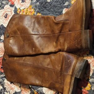 Frye boots leather tall sz 9 “Melissa Button 2” cognac brown #77167